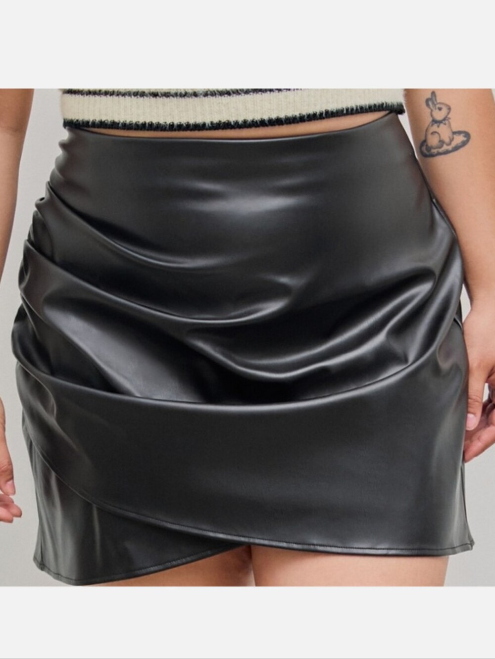 NWT⚡Cider Faux Leather Ruched Mini Skirt